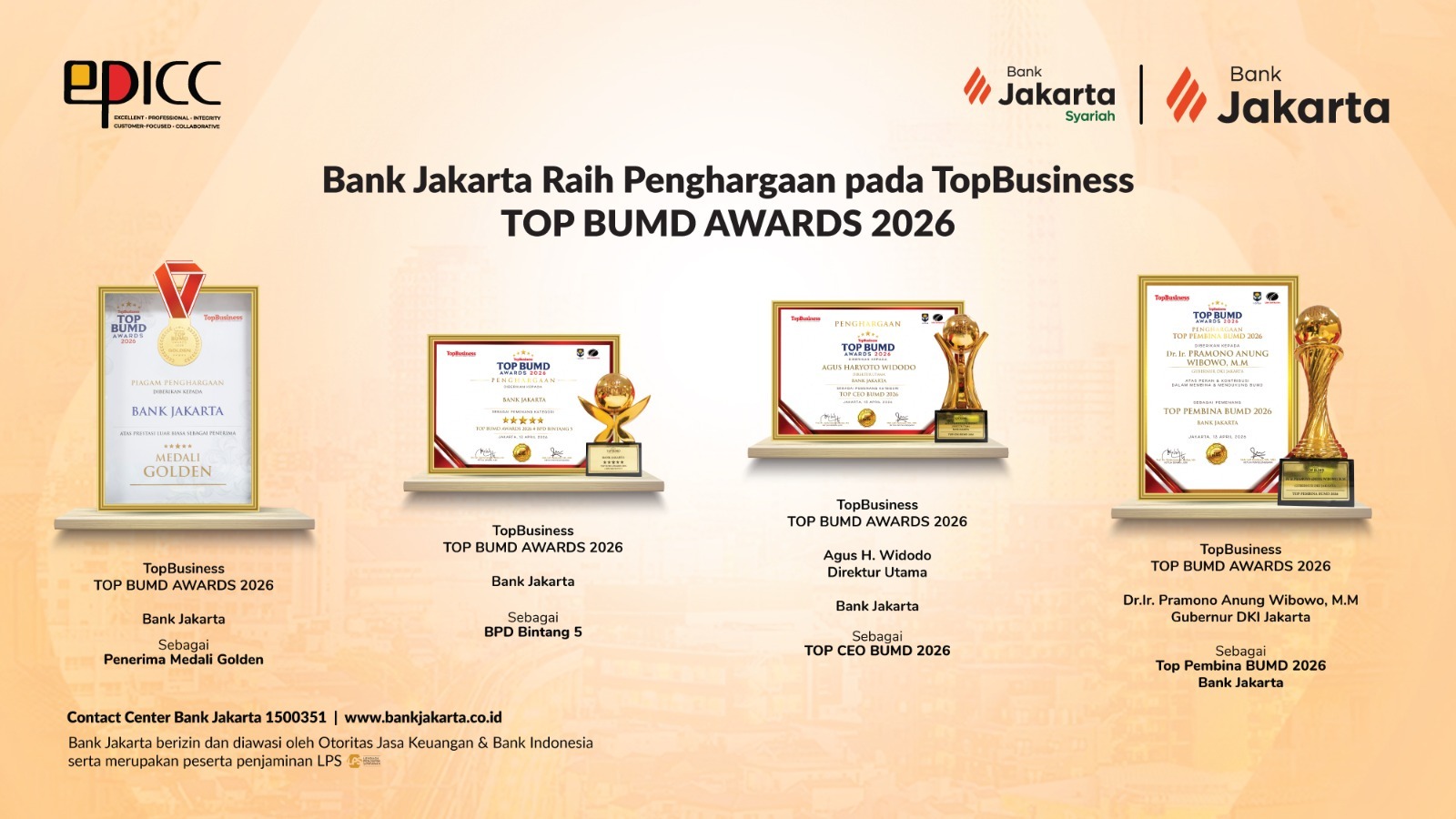 Transformasi Berbuah Prestasi, Bank Jakarta Raih Pengakuan di TOP BUMD Awards 2026